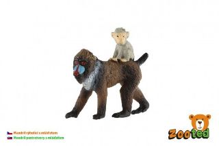 Obrázek z Mandril rýholící samice s mládětem zooted plast 6cm v sáčku 